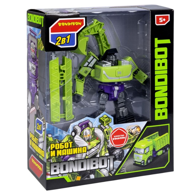 Трансформер 2в1 BONDIBOT Робот-гусеничный экскаватор зелёный Превью 0