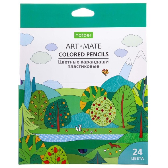 Карандаши цветные 24 цв пластик Hatber ART-Mate к/к Превью 0