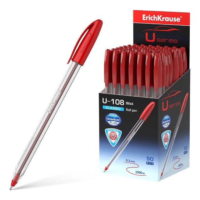 Ручка шариковая красная EK U-108 Classic Stick 1.0, Ultra Glide Technology Превью 0