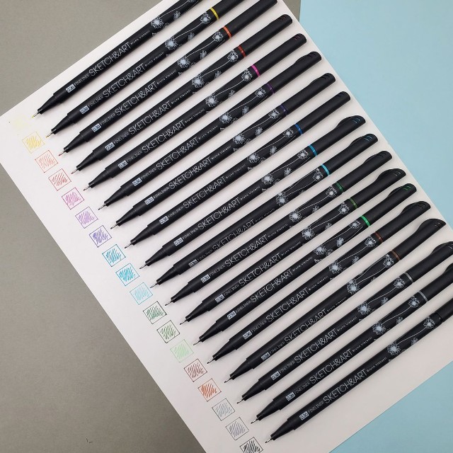 Ручки линеры 24 шт цветные BV Sketch&Art. Black Edition  0.36 мм Превью 7