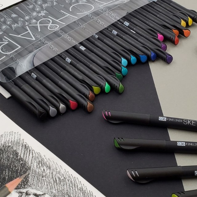 Ручки линеры 24 шт цветные BV Sketch&Art. Black Edition  0.36 мм Превью 3