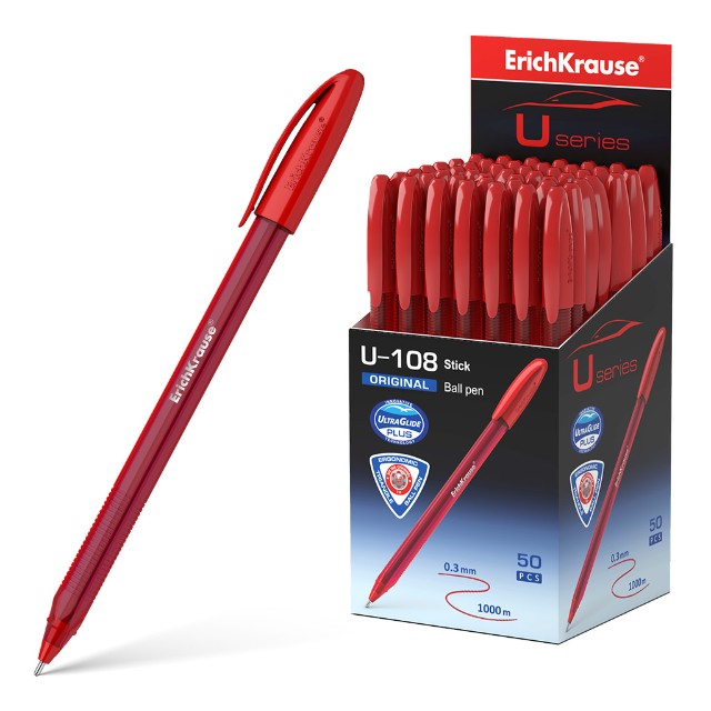 Ручка шариковая красная EK U-108 Original Stick 1.0, Ultra Glide Technology Превью 0