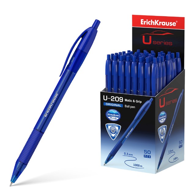 Ручка шариковая синяя EK U-209 Original Matic&Grip 1мм автомат синяя Превью 0