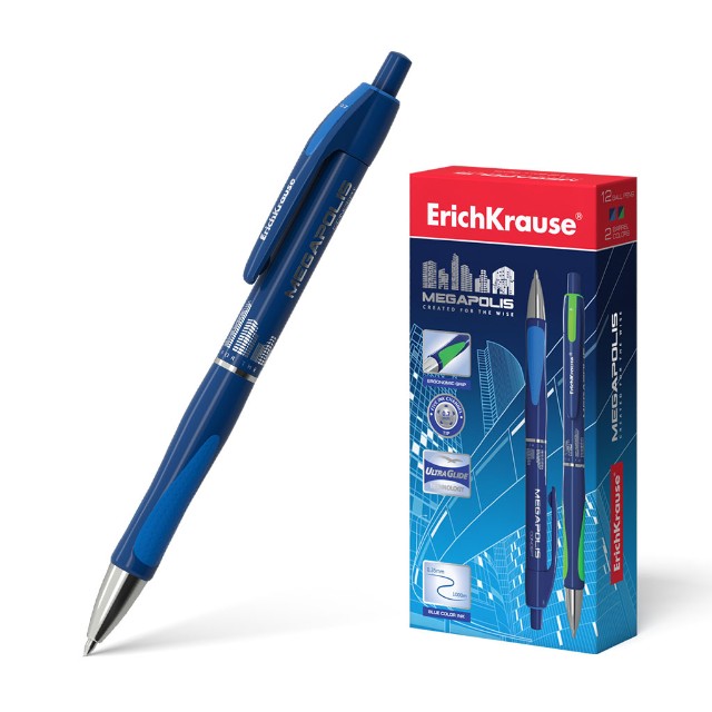 Ручка шариковая синяя EK Megapolis Concept автомат 0,7мм Превью 0