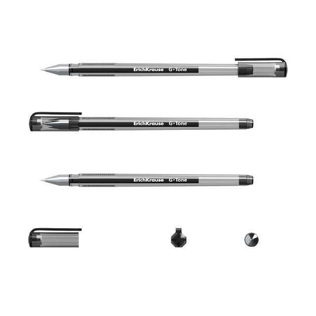 Ручка гелевая черная EK G-Tone 0.5мм серый прозрачный корпус Превью 1
