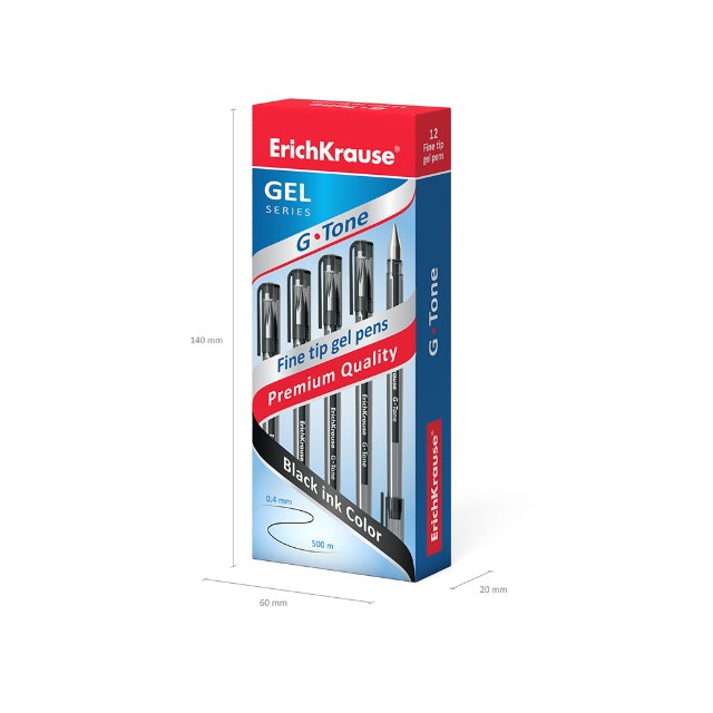 Ручка гелевая черная EK G-Tone 0.5мм серый прозрачный корпус Превью 2