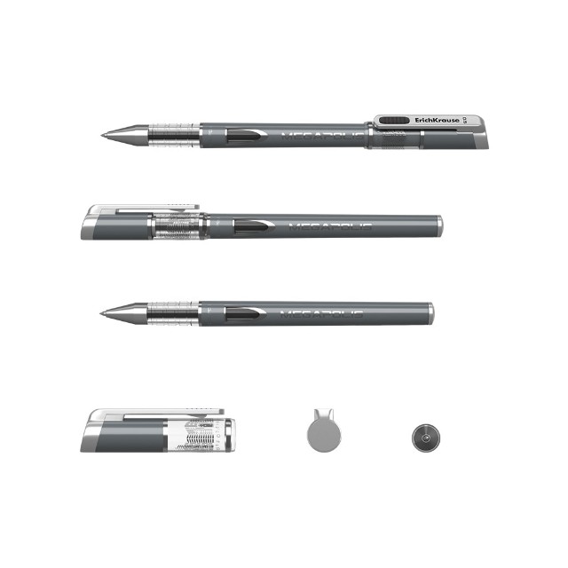 Ручка гелевая черная EK Megapolis серый копус 0,5мм Превью 3