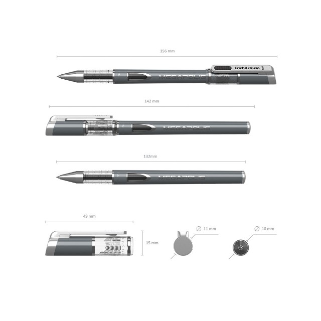 Ручка гелевая черная EK Megapolis серый копус 0,5мм Превью 1