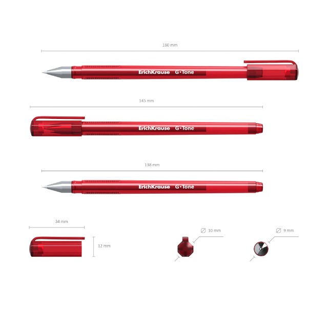 Ручка гелевая красная EK G-Tone 0.4мм красный прозрачный корпус Превью 3