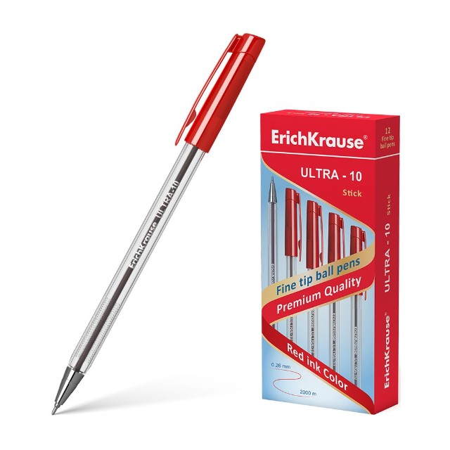 Ручка шариковая красная EK Ultra L-10 0.26мм Превью 0