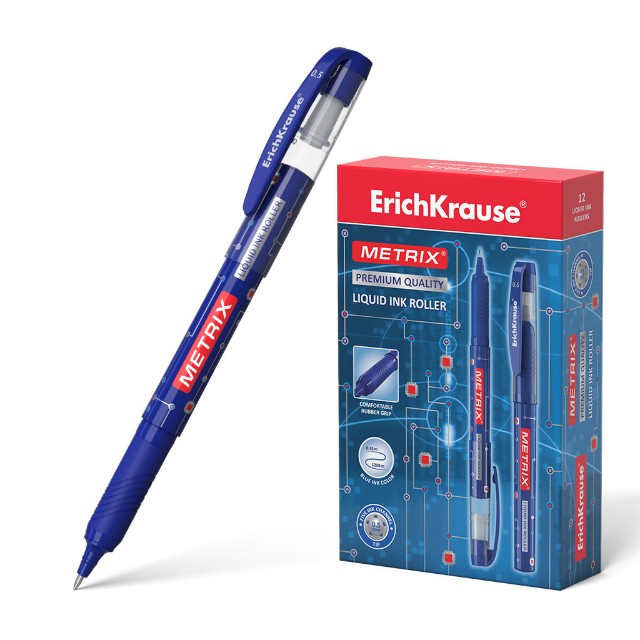Ручка роллер синяя EK Metrix корпус синий 0,45мм Превью 0