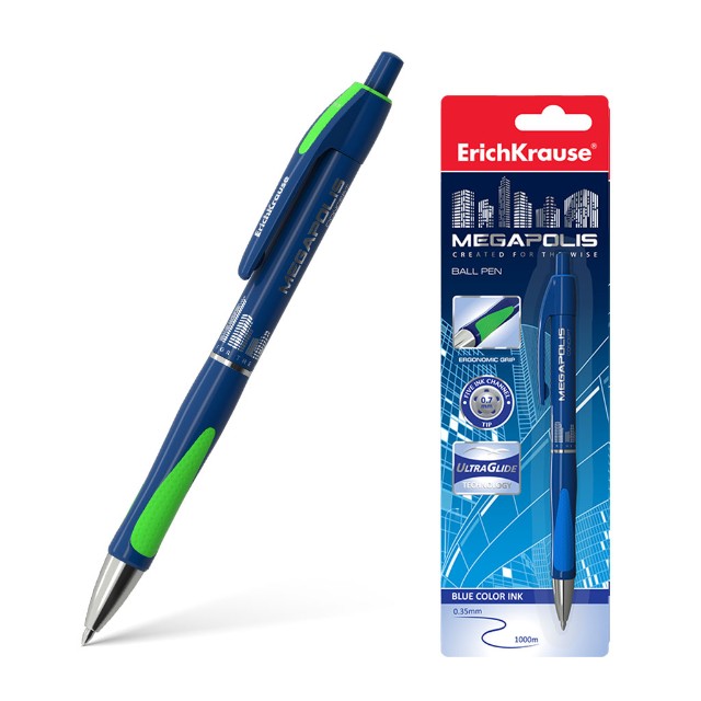 Ручка шариковая синяя EK Megapolis Concept  автомат 0.7 блистер Превью 0