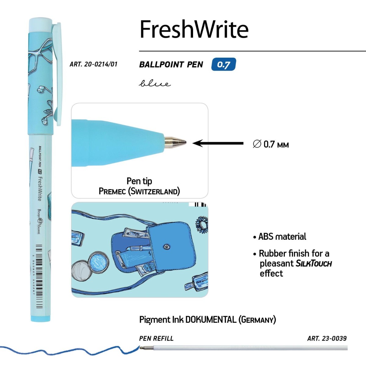 Ручка шариковая синяя BV FirstWrite Life Style. Blue Dream 0.7 мм Фото 1