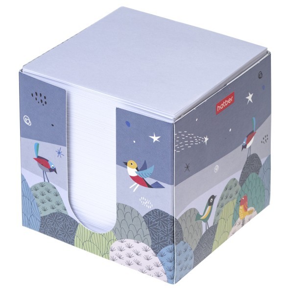 Блок д/записей 90*90*90 белый Hatber Birds к/к Превью 1