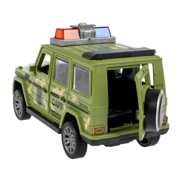 Машина Джип с мигалкой зелёный инерц, открыв.двери и багажник, 12,5см пласт Превью 5