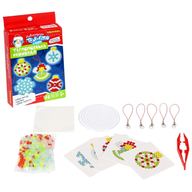 Творч Термомозаика Ёлочные шары неоновая, светится в темноте Превью 5