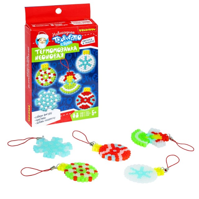 Творч Термомозаика Ёлочные шары неоновая, светится в темноте Превью 4