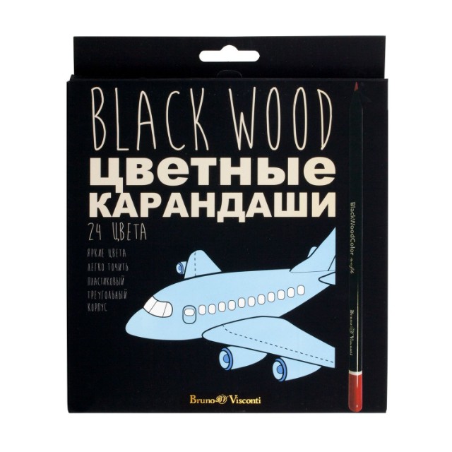 Карандаши цветные 24 цв пластик BV BlackWoodColor Превью 10