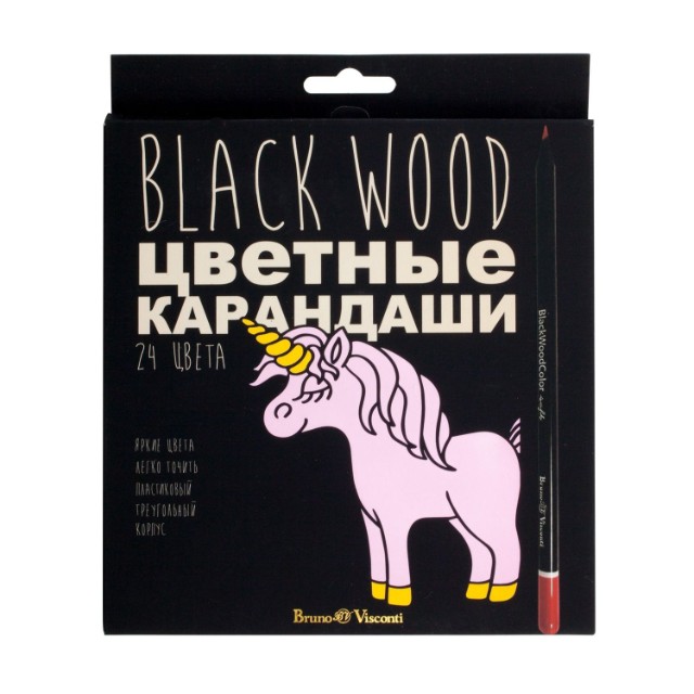 Карандаши цветные 24 цв пластик BV BlackWoodColor Превью 3