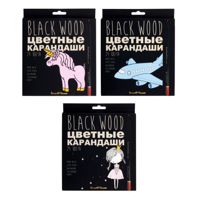 Карандаши цветные 24 цв пластик BV BlackWoodColor Превью 8