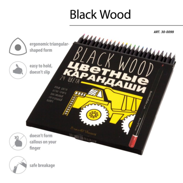 Карандаши цветные 24 цв пластик BV BlackWoodColor Превью 11