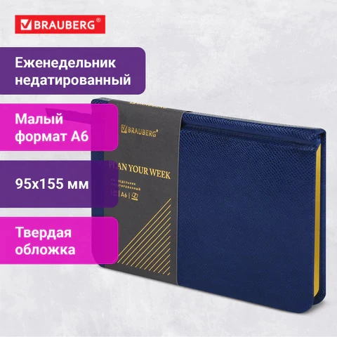 Еженедельник А6 Brauberg Iguana синий