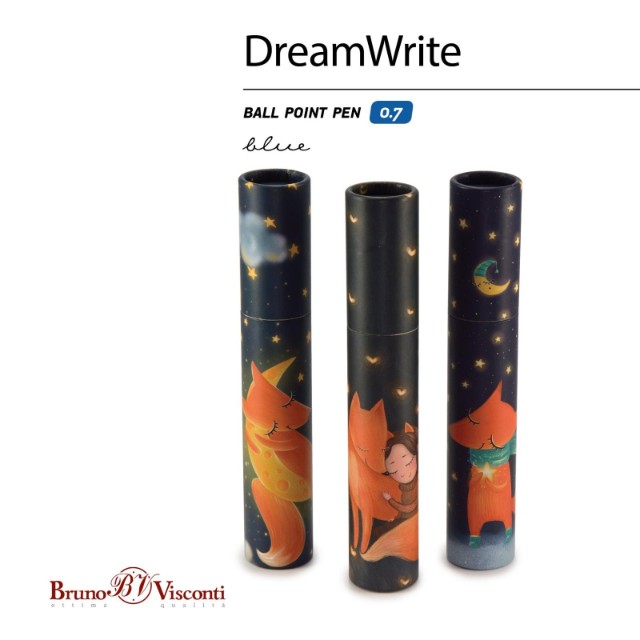 Ручка подар шар BV DreamWrite синяя 0,7мм Лисята 3 вида Превью 6