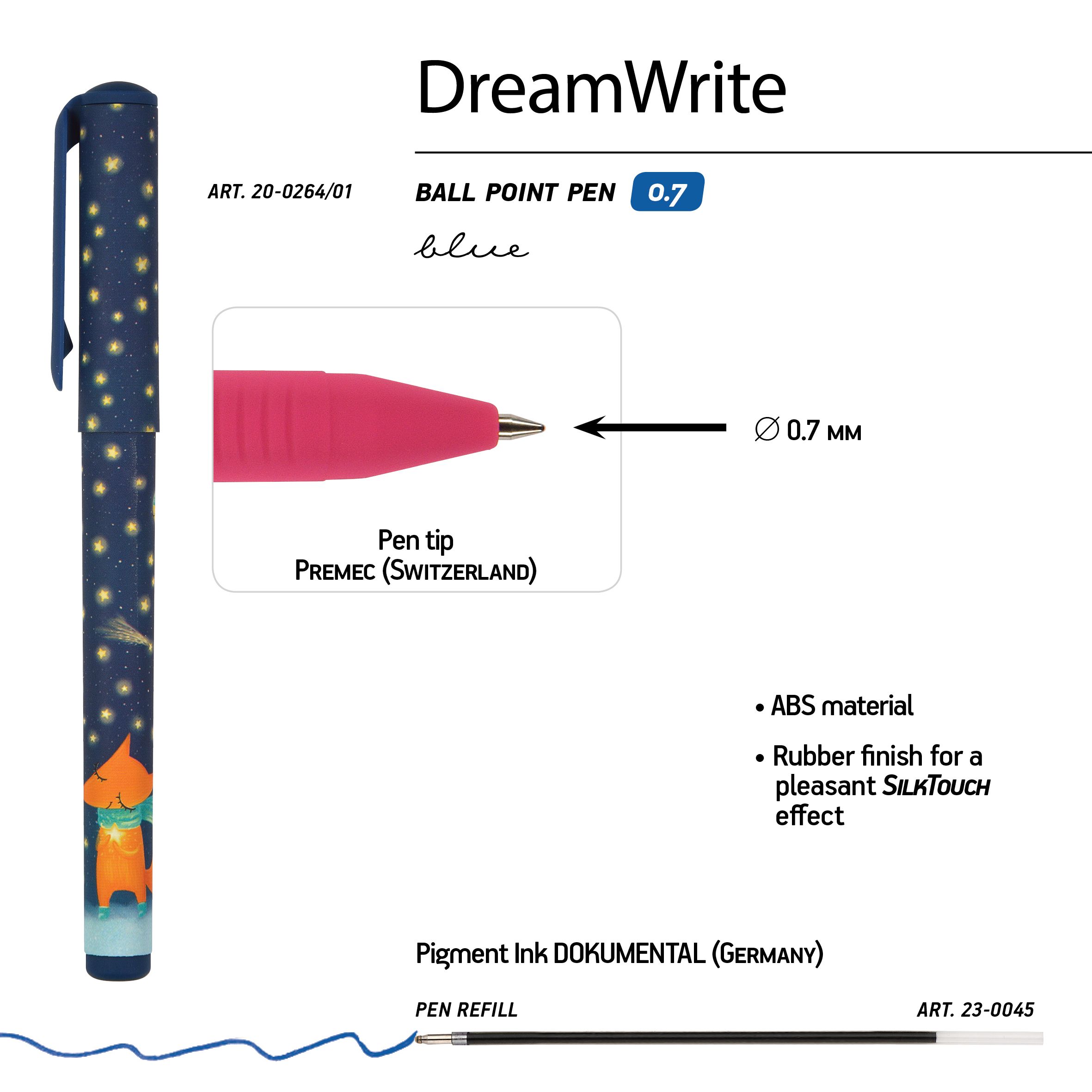 Ручка подар шар BV DreamWrite синяя 0,7мм Лисята 3 вида Фото 0