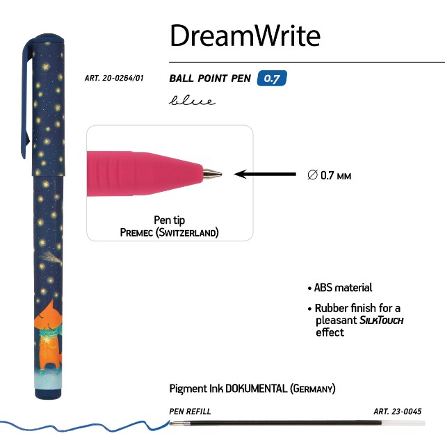 Ручка подар шар BV DreamWrite синяя 0,7мм Лисята 3 вида