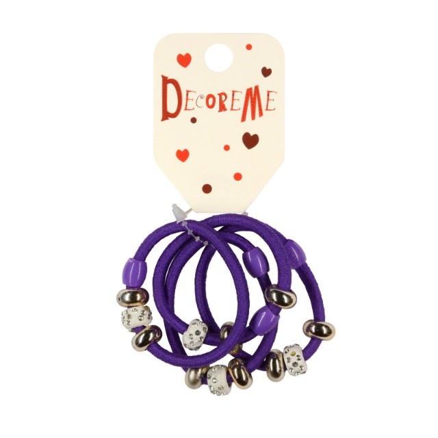 Резинка для волос 4 шт/уп с бусинами 3цв. Превью 2