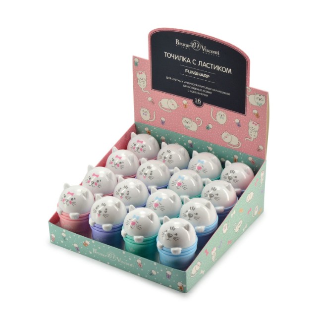 Ластик + точилка 1отв сув BV Котята 4 вида Превью 2