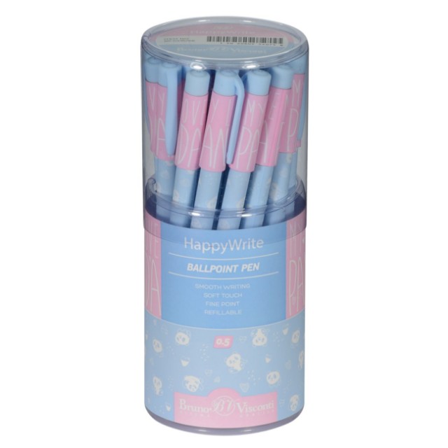 Ручка шариковая синяя BV HappyWrite Зефирные панды 0,5мм Превью 1