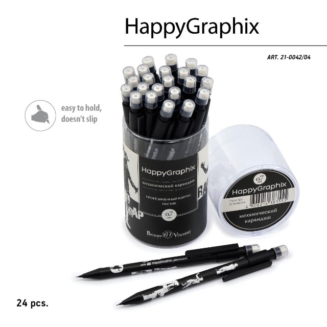 Карандаш мех. 0.7мм BV HappyGraphix Rap с/ластиком Превью 4