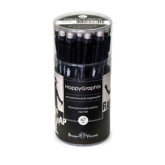 Карандаш мех. 0.7мм BV HappyGraphix Rap с/ластиком Превью 5