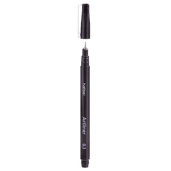 Ручки линеры 5 шт разного диаметра Hatber Terra Colora Brush (0,1/0,3/0,5/0,7мм) черные Превью 3