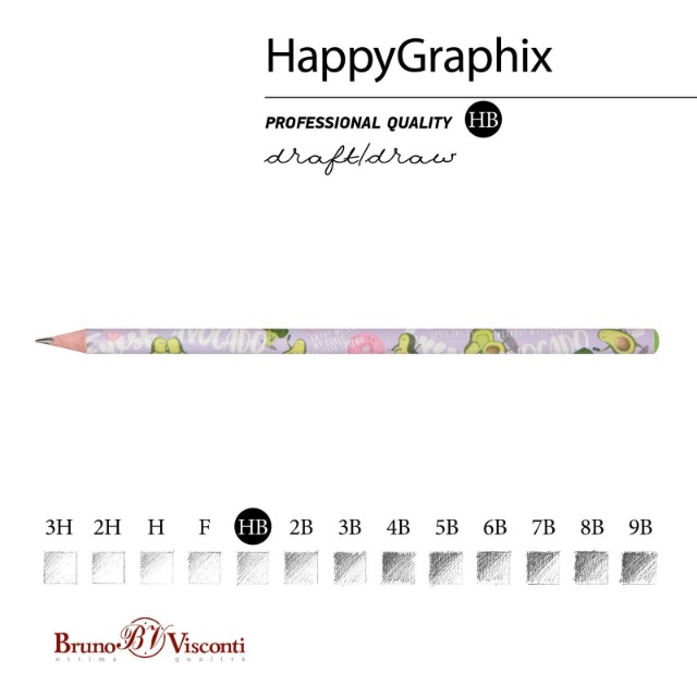 Карандаш ч/гр HB BV HappyGraphix Авокадо. Селфи б/ластика Превью 5