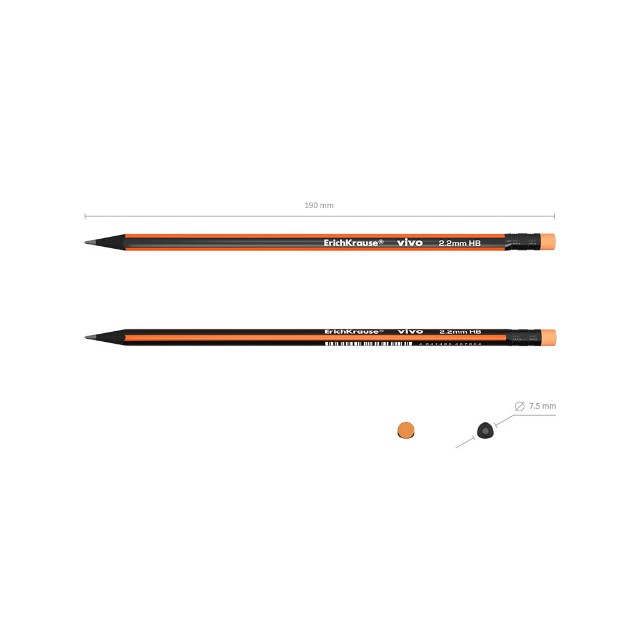 Карандаш ч/гр HB EK VIVO с/ластиком Превью 1