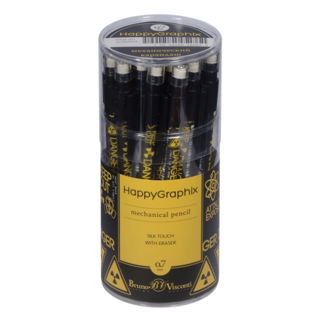 Карандаш мех. 0.7мм BV HappyGraphix Attention.Радиация с ластиком Превью 3