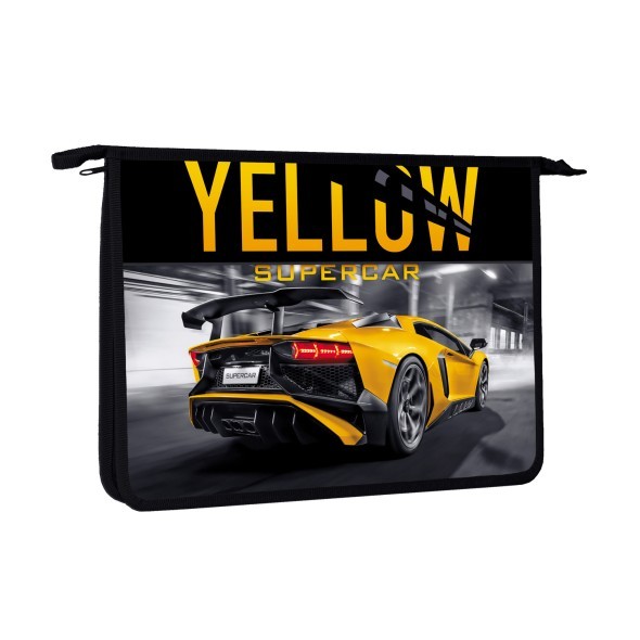 Папка для тетрадей А4 1отд на молнии Hatber YELLOWsupercar Превью 1