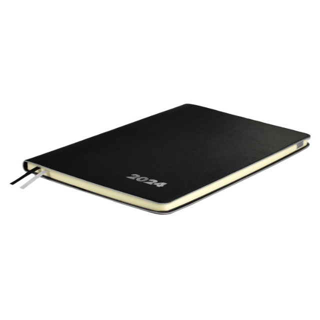 Еженедельник А5+ 2024г Флоттер черный (кожзам) Превью 2