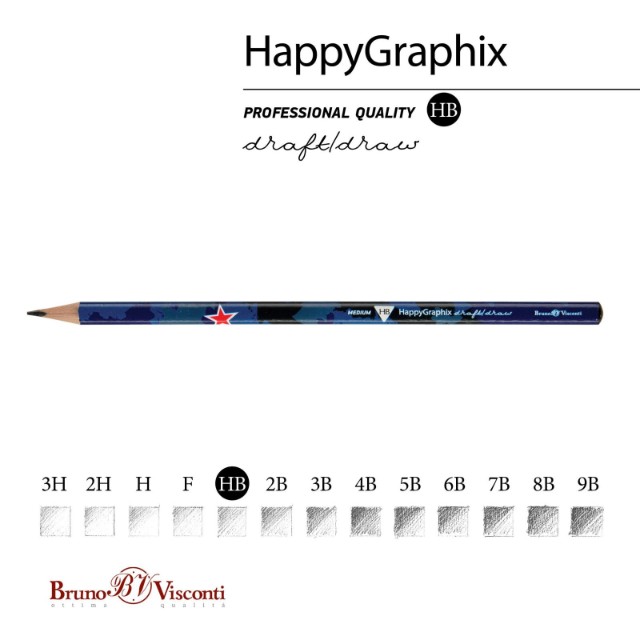 Карандаш ч/гр HB BV HappyGraphix Милитари синий  принт б/ластика Превью 5