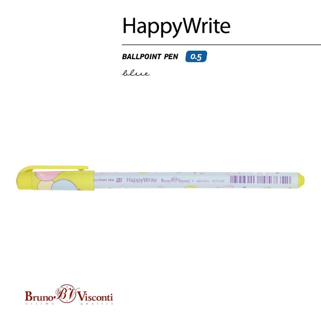 Ручка шариковая синяя BV HappyWrite Лама 0.5мм принт Превью 2