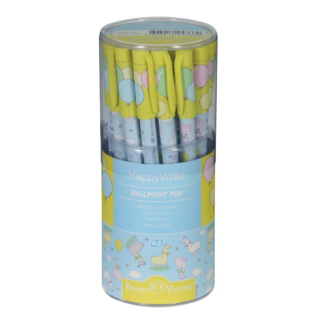 Ручка шариковая синяя BV HappyWrite Лама 0.5мм принт Превью 3