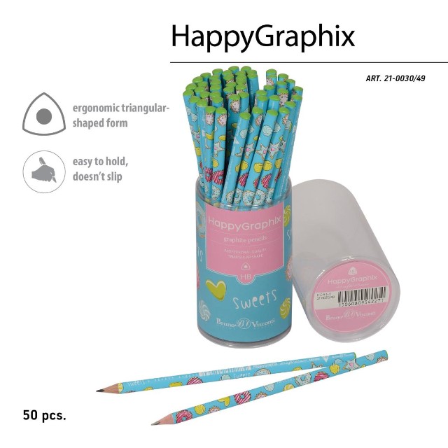 Карандаш ч/гр HB BV HappyGraphix Сладкое настроение.Пончики Превью 3