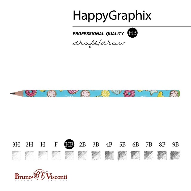 Карандаш ч/гр HB BV HappyGraphix Сладкое настроение.Пончики Превью 6