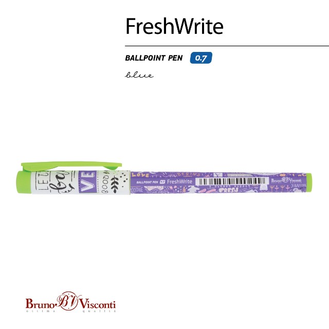 Ручка шариковая синяя BV FreshWrite. Vegan. Черничный смузи 0,7мм Превью 4