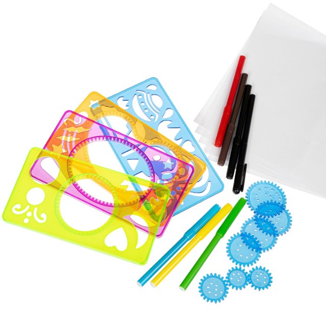 Творч Спирограф-линейка Чудесные узоры, 7 вкладышей, фломастеры Превью 6