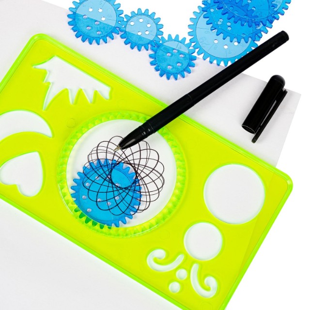 Творч Спирограф-линейка Чудесные узоры, 7 вкладышей, фломастеры Превью 2