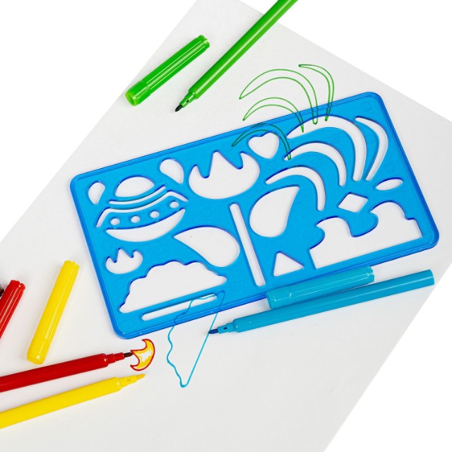 Творч Спирограф-линейка Чудесные узоры, 7 вкладышей, фломастеры Превью 7