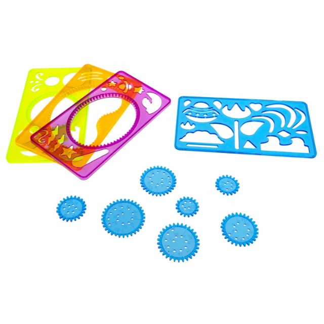 Творч Спирограф-линейка Чудесные узоры, 7 вкладышей, фломастеры Превью 3